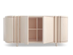 Contemporary Curvy Column Console Table in Maple Wood by Black Table Studio