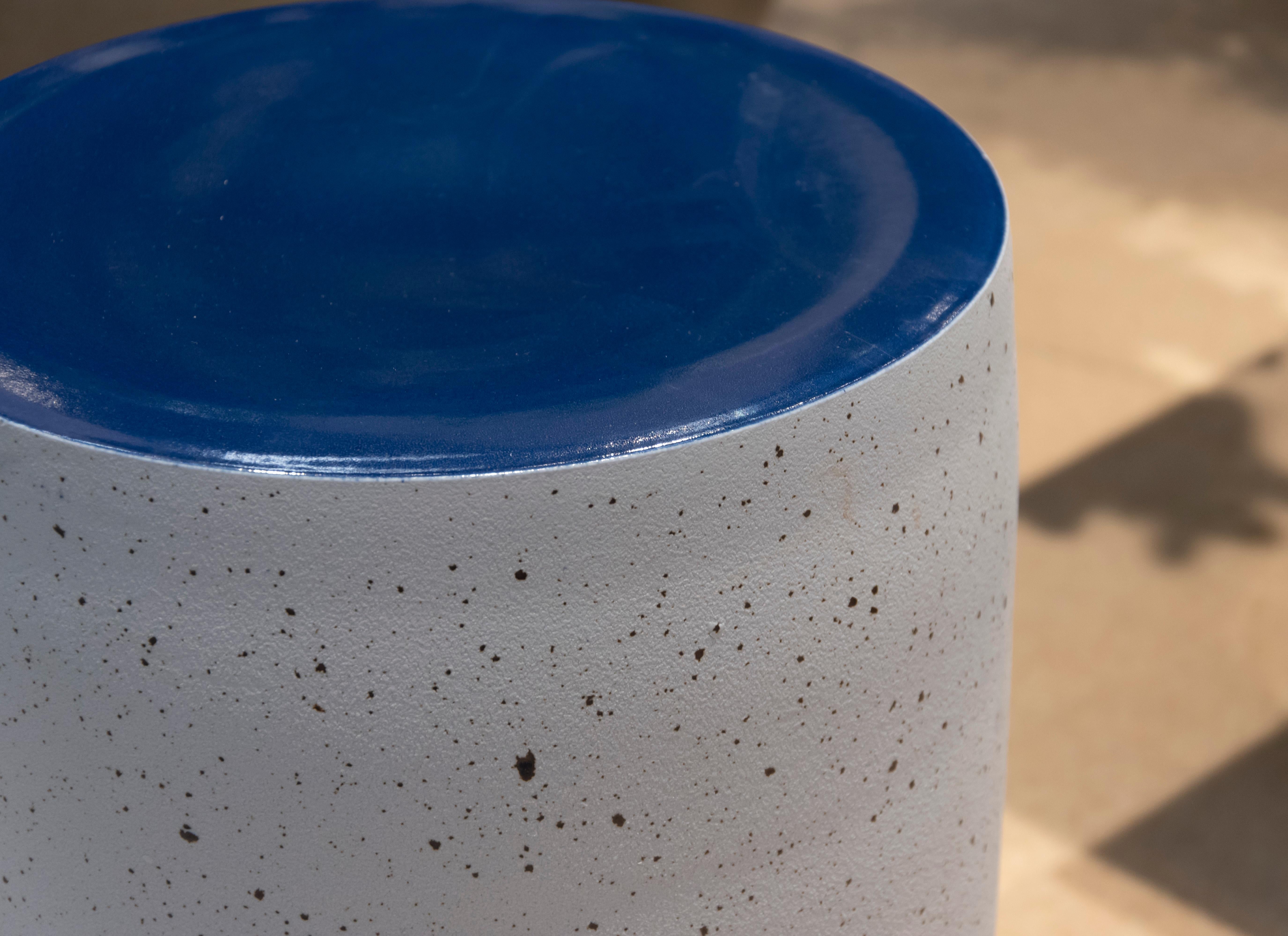 Modern Column Contemporary Stool in Porcelain and Corten Steel 