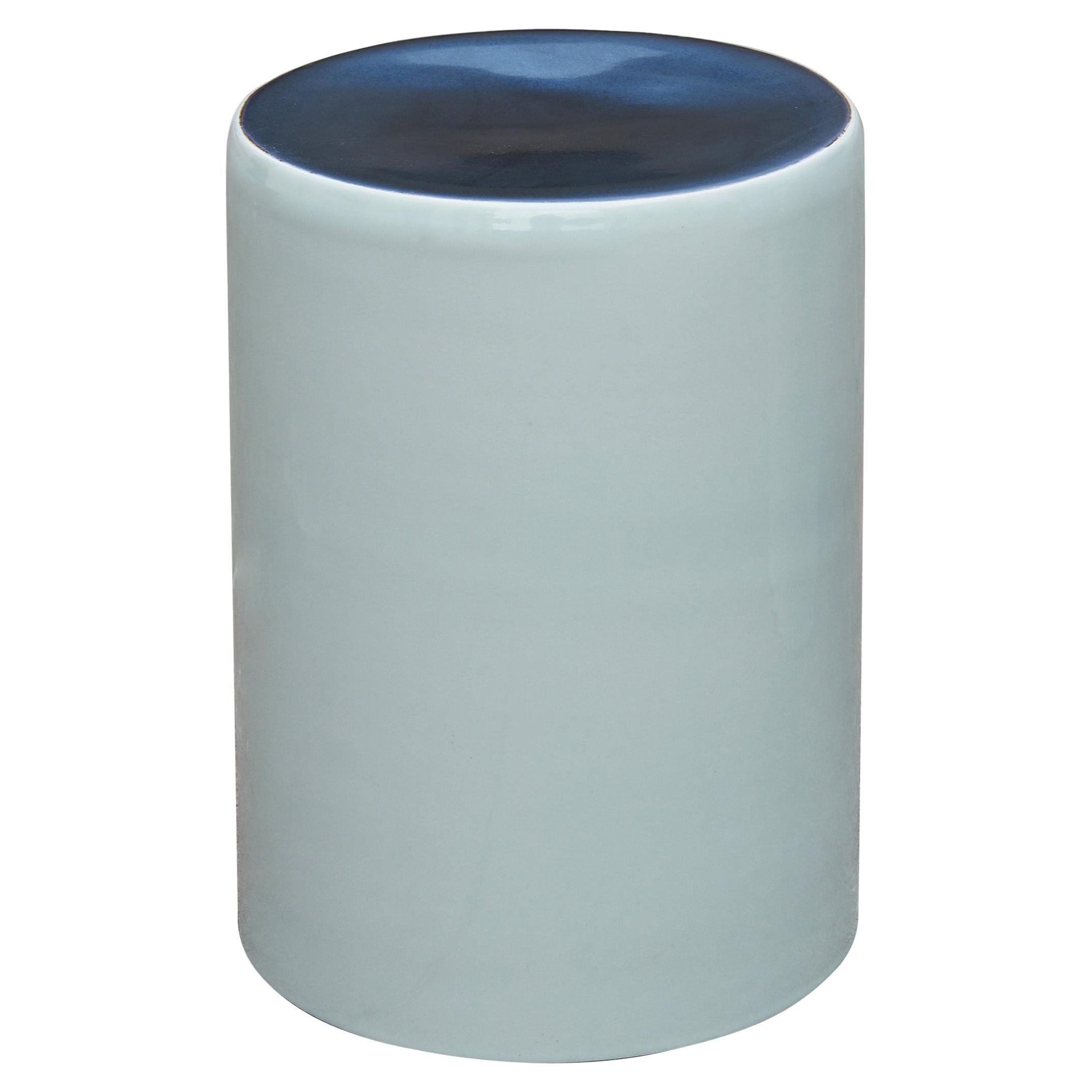 Column Contemporary Stool in Porcelain and Corten Steel 