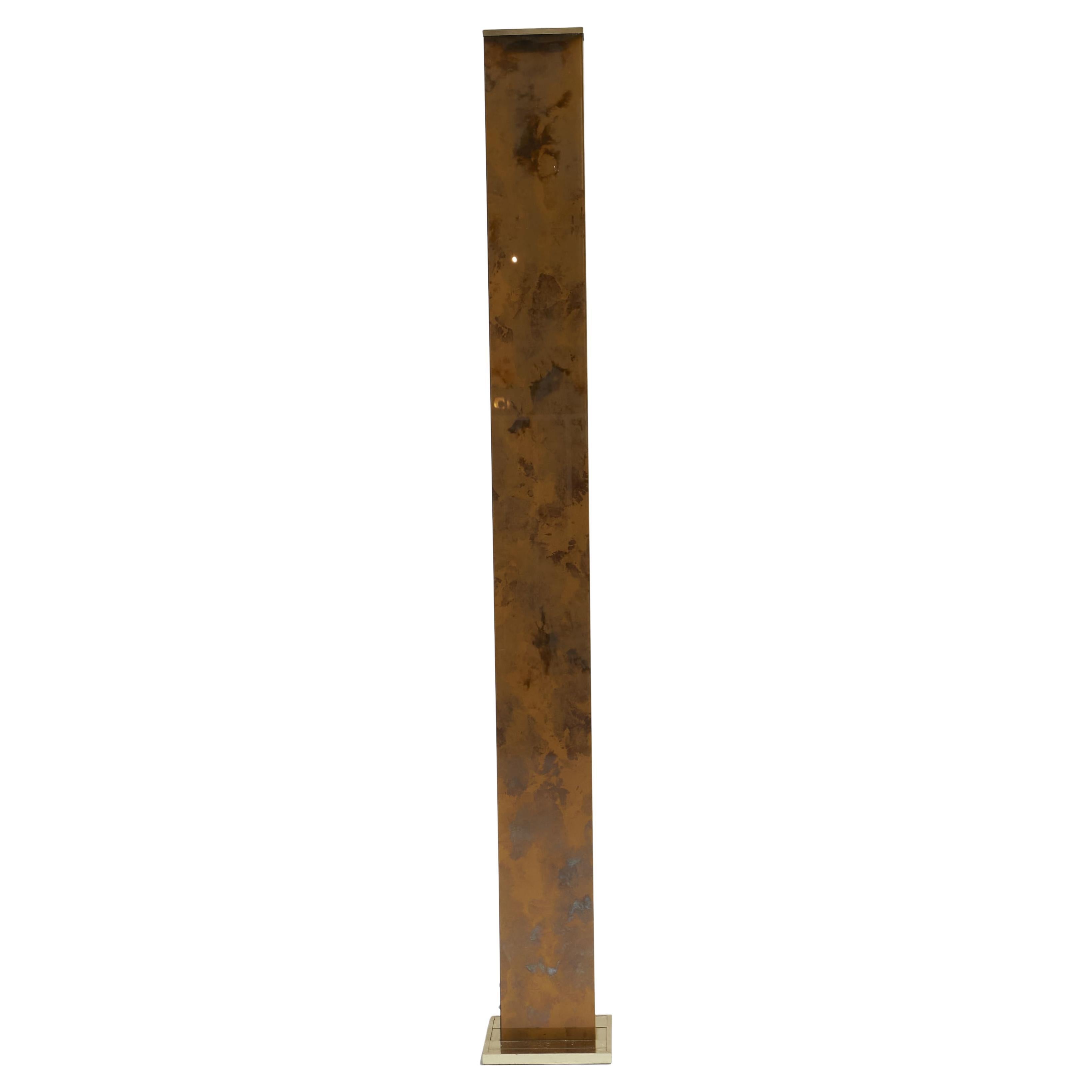 Column floor lamp in glass and brass, 1970s