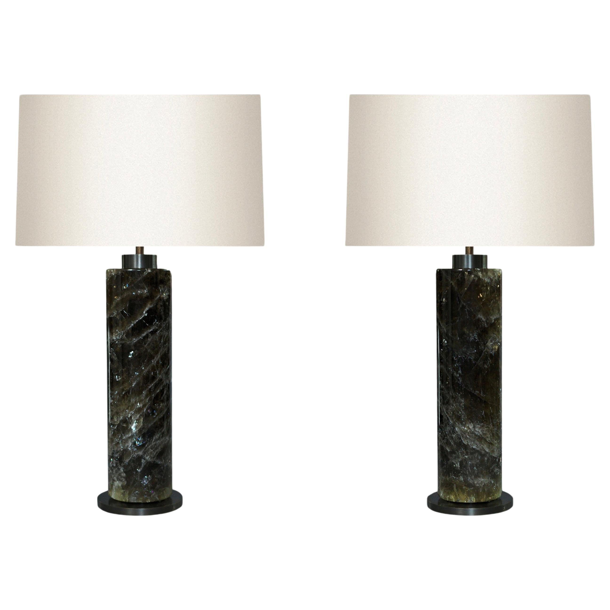 Column Form Smoky Rock Crystal Lamps By Phoenix