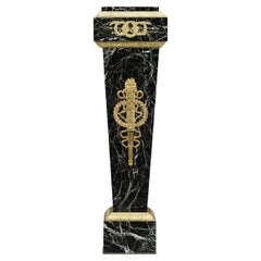 Antique Column in Green Marble Veneer and Gilt Bronze Decoration, Empire Style