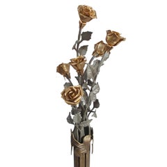 Column in Iron and Brass Forged with Roses