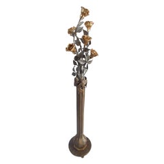 Column in Iron and Brass Forged with Roses