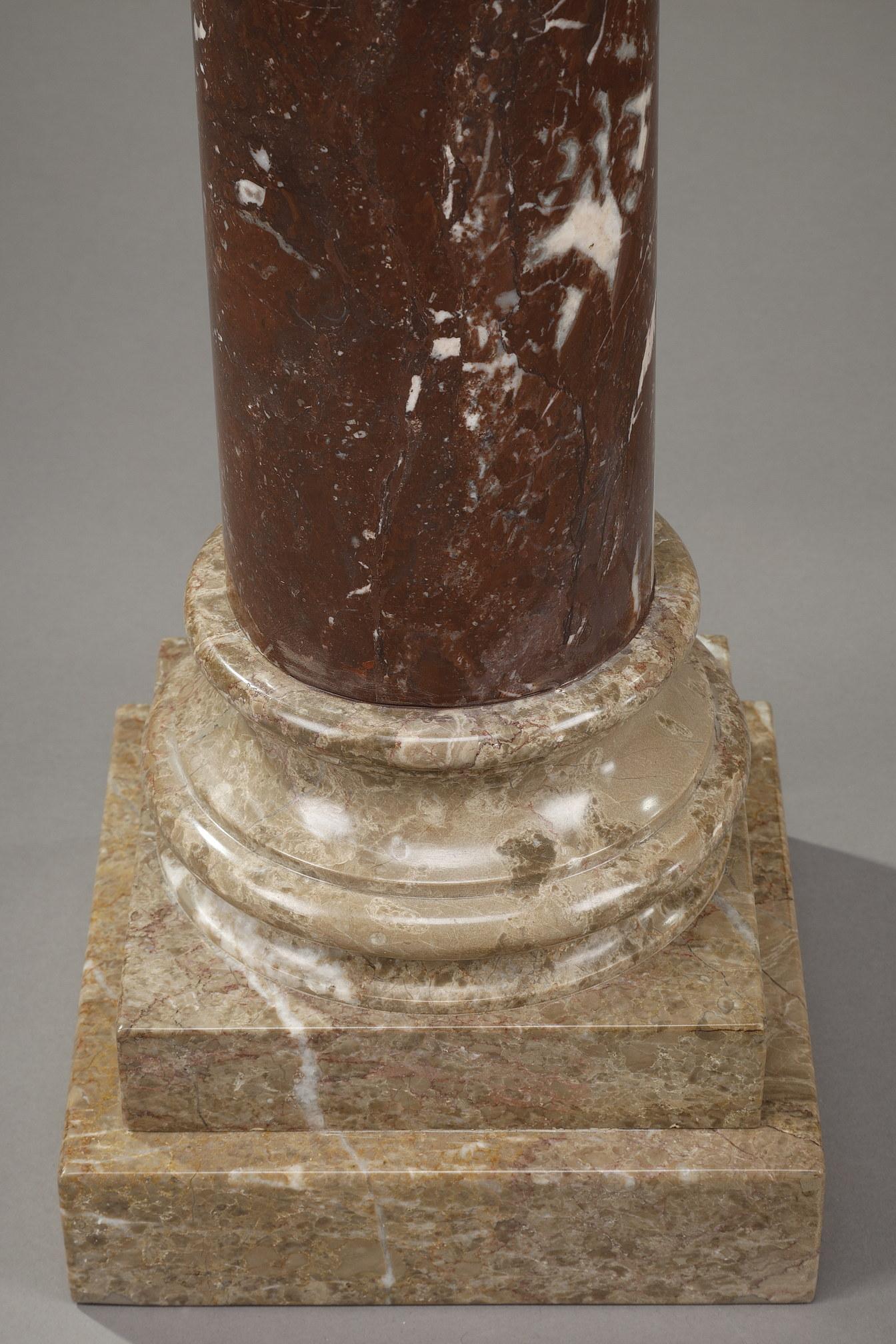 Column in Red and Grey Marble from the 19th Century 7