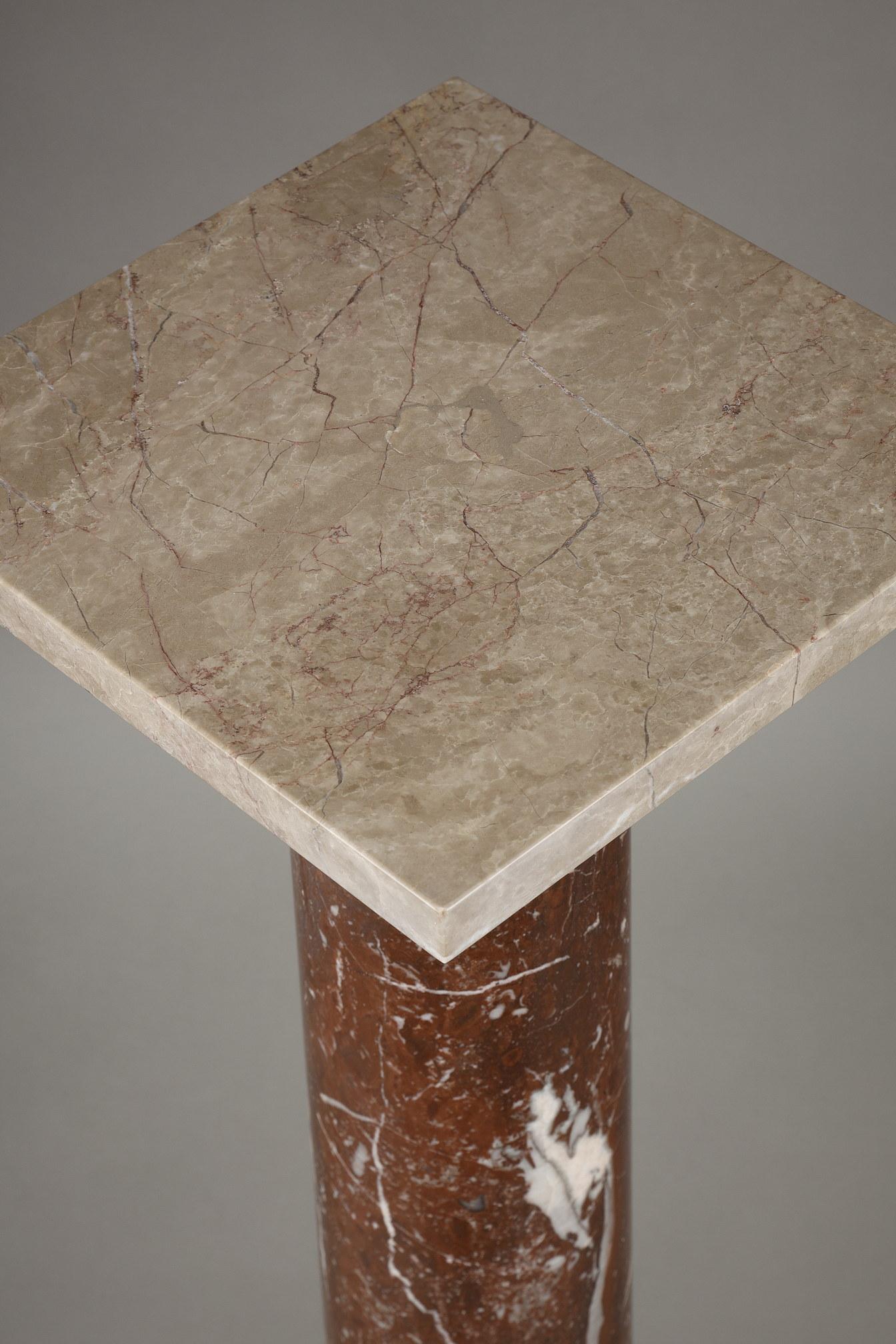 Late 19th Century Column in Red and Grey Marble from the 19th Century