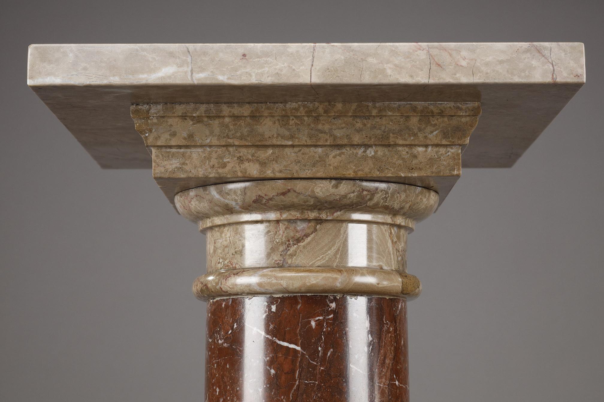 Column in Red and Grey Marble from the 19th Century 1