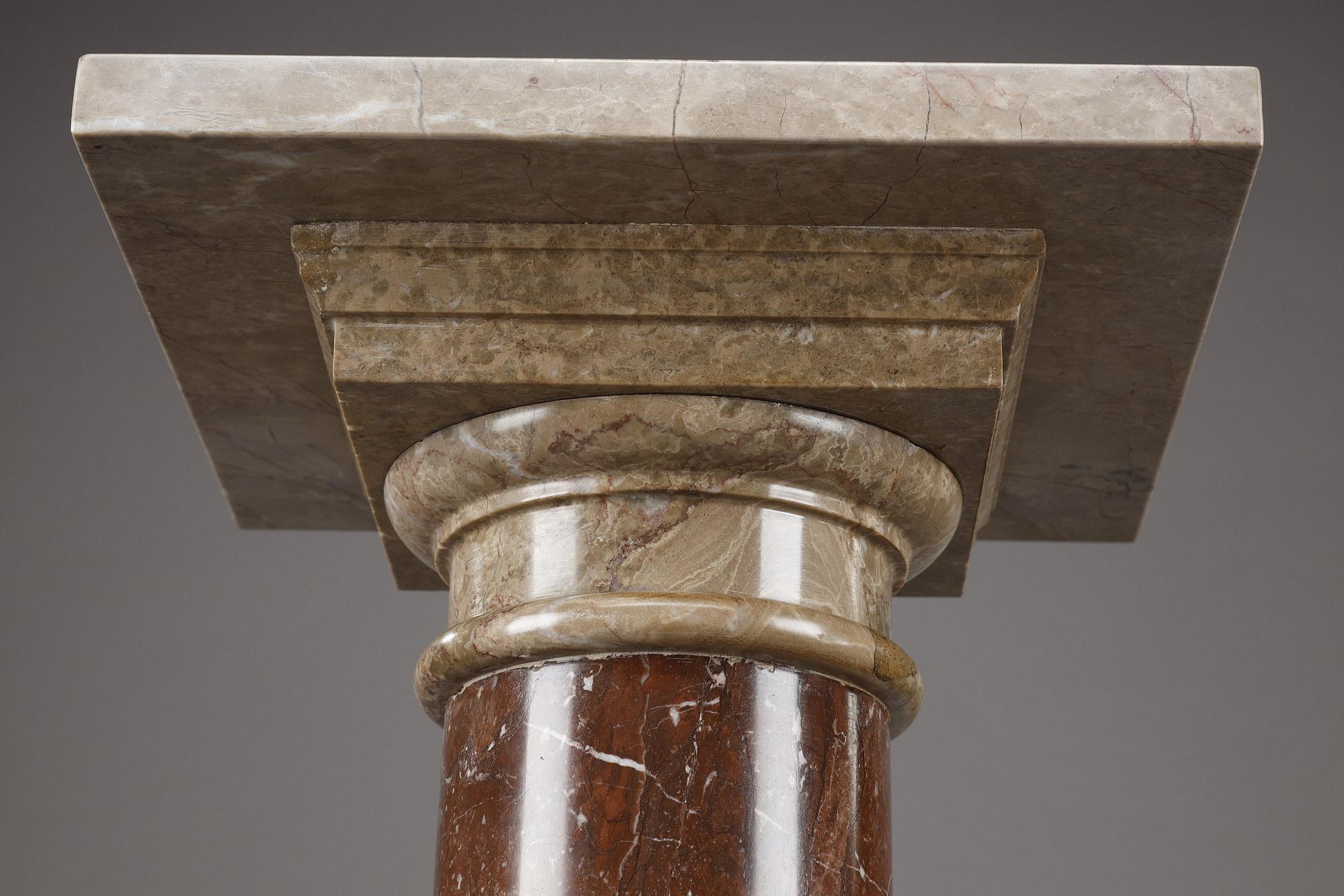 Column in Red and Grey Marble from the 19th Century 2