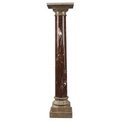 Columne en marbre rouge et gris du 19ème siècle