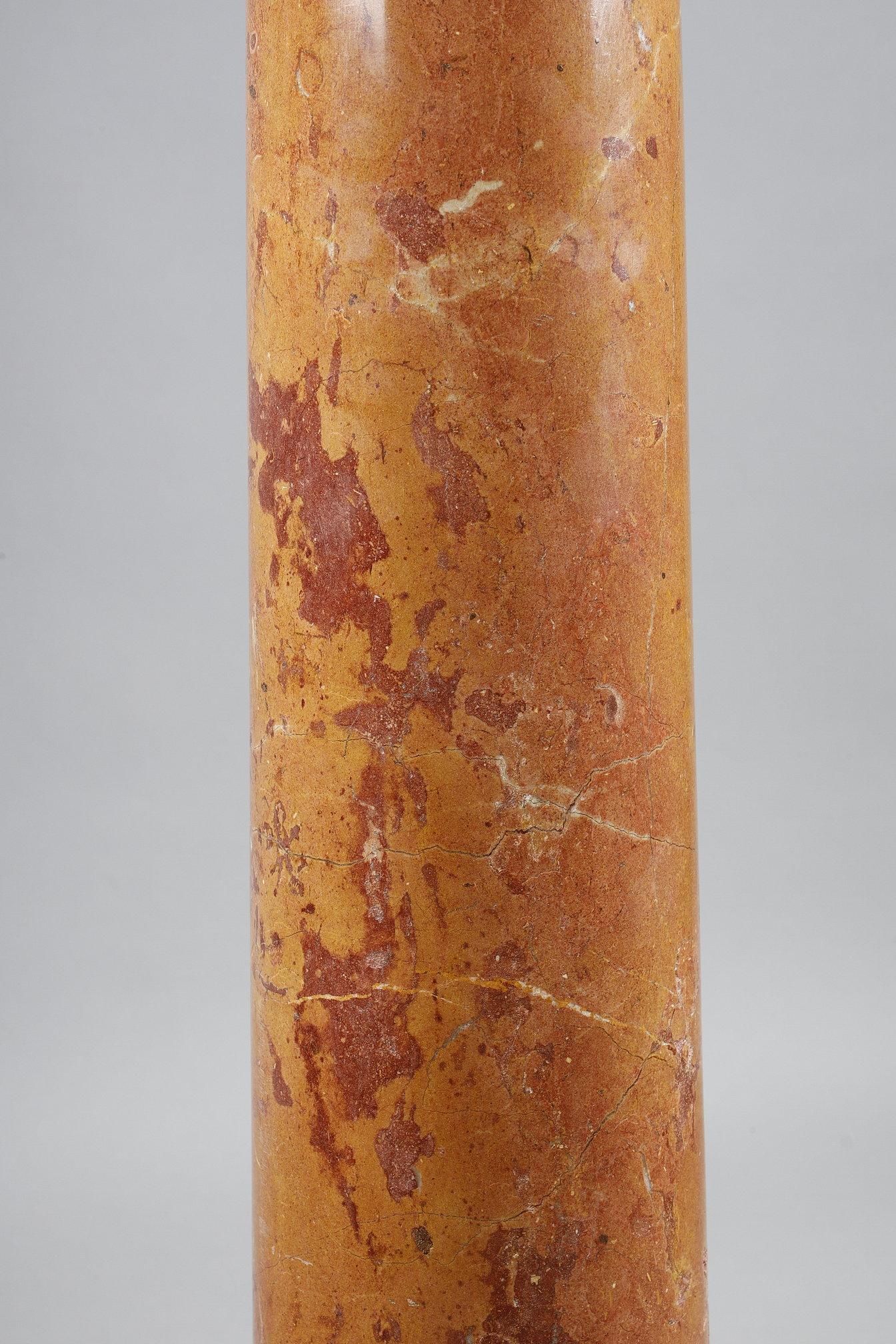 Column in red Pyrenean marble from the late 19th century For Sale 4