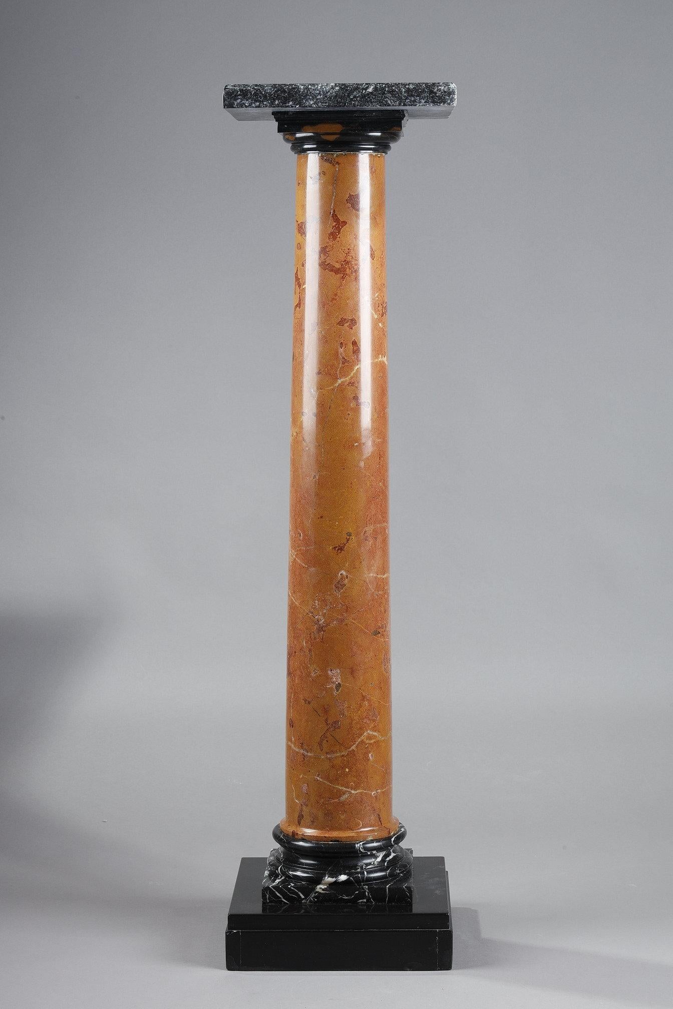 Classical Roman Column in red Pyrenean marble from the late 19th century For Sale