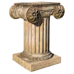 Antique Column Ionic Terracotta Busts Base Support, Early 20th Century