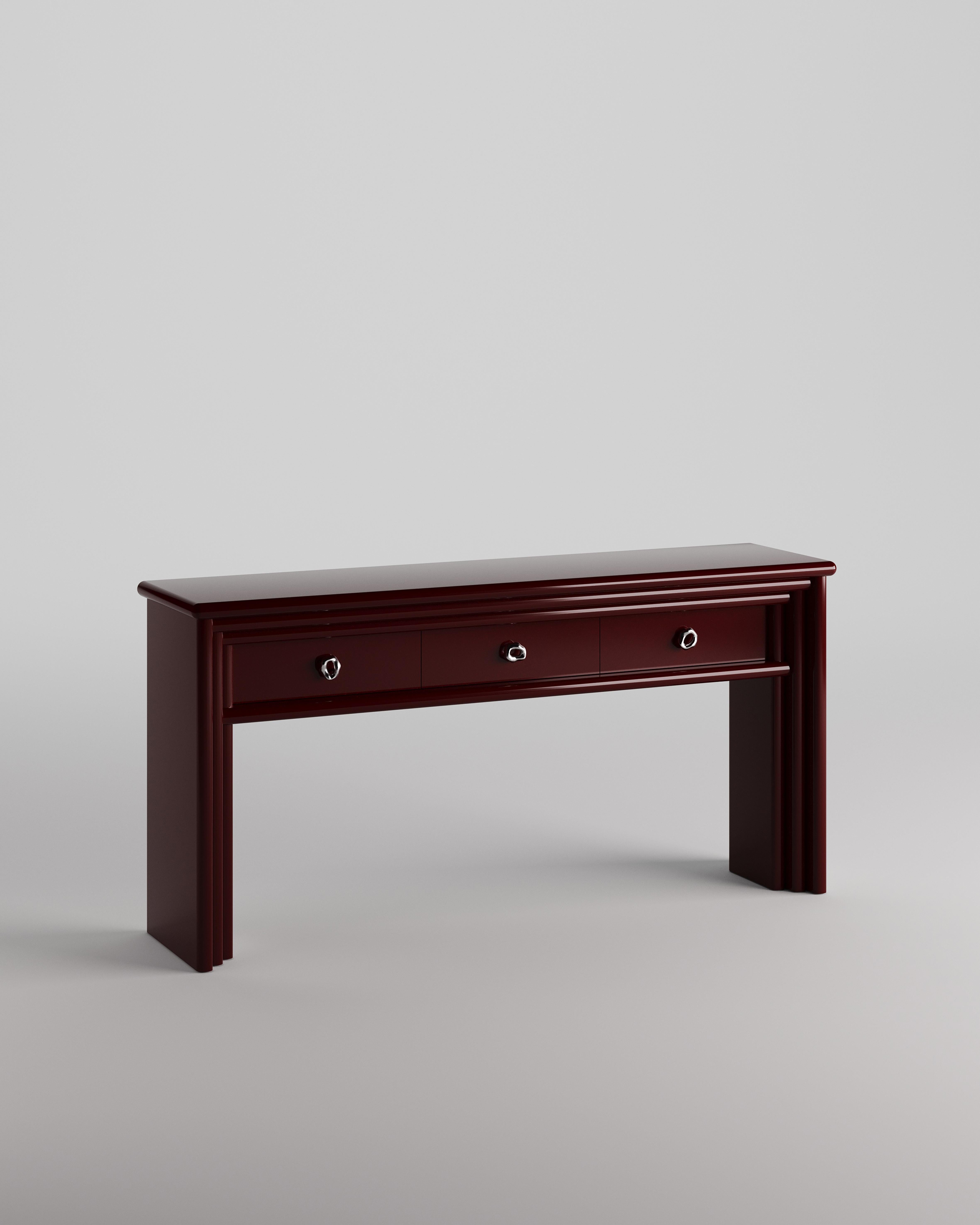 Column Lacquer Console by Tuğçe Geyik
Dimensions: D 45 x W 180 x H 88 cm. 
Materials: Lacquer.

Tuğçe Geyik is an architect and designer based in Istanbul. She studied at Yildiz Technical University, Department of Architecture. She began her career