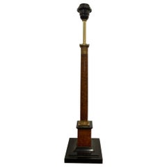 Vintage Column Lamp on a Wood Base and Brass Decorative Fittings, 20th Century