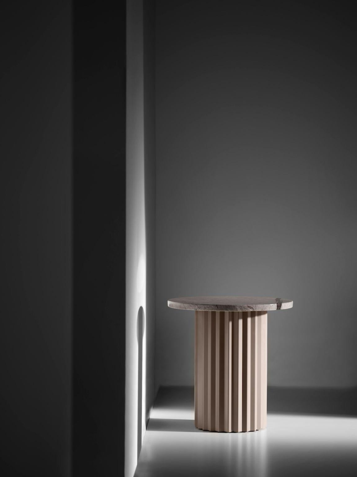 Modern Column Lounge Table with Marble 40 by Lisette Rützou For Sale