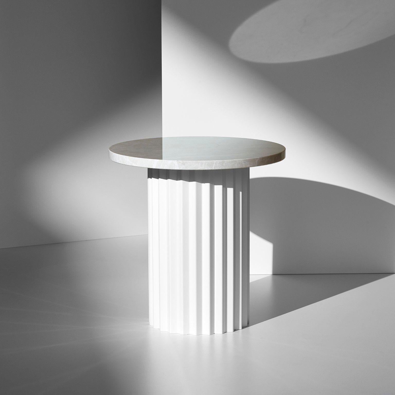 Contemporary Column Lounge Table with Marble 40 by Lisette Rützou