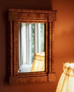 Column Mirror, Rattan, Elegant