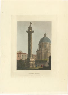 Column of Trajan, Rome – Original Hand-Colored Engraving, 1798