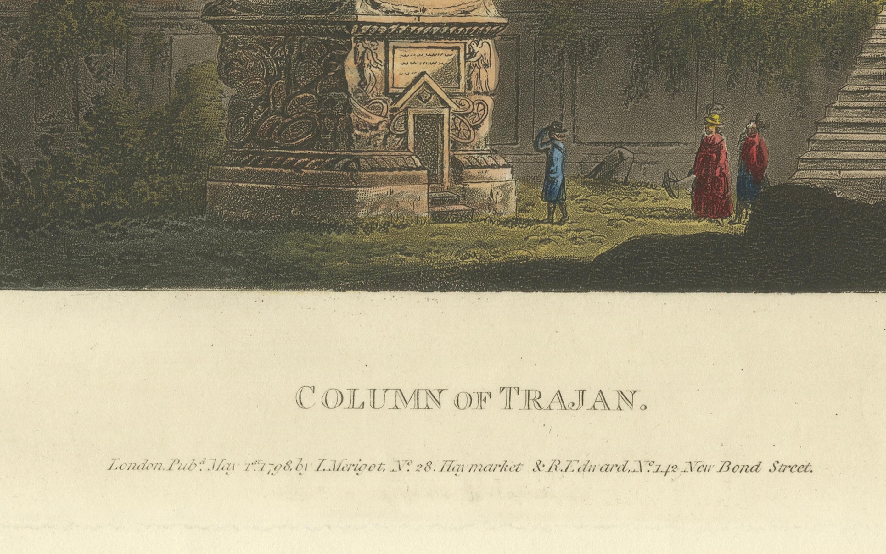 Trajanssäule, Rom - Original handkolorierter Kupferstich, 1798 (Britisch) im Angebot