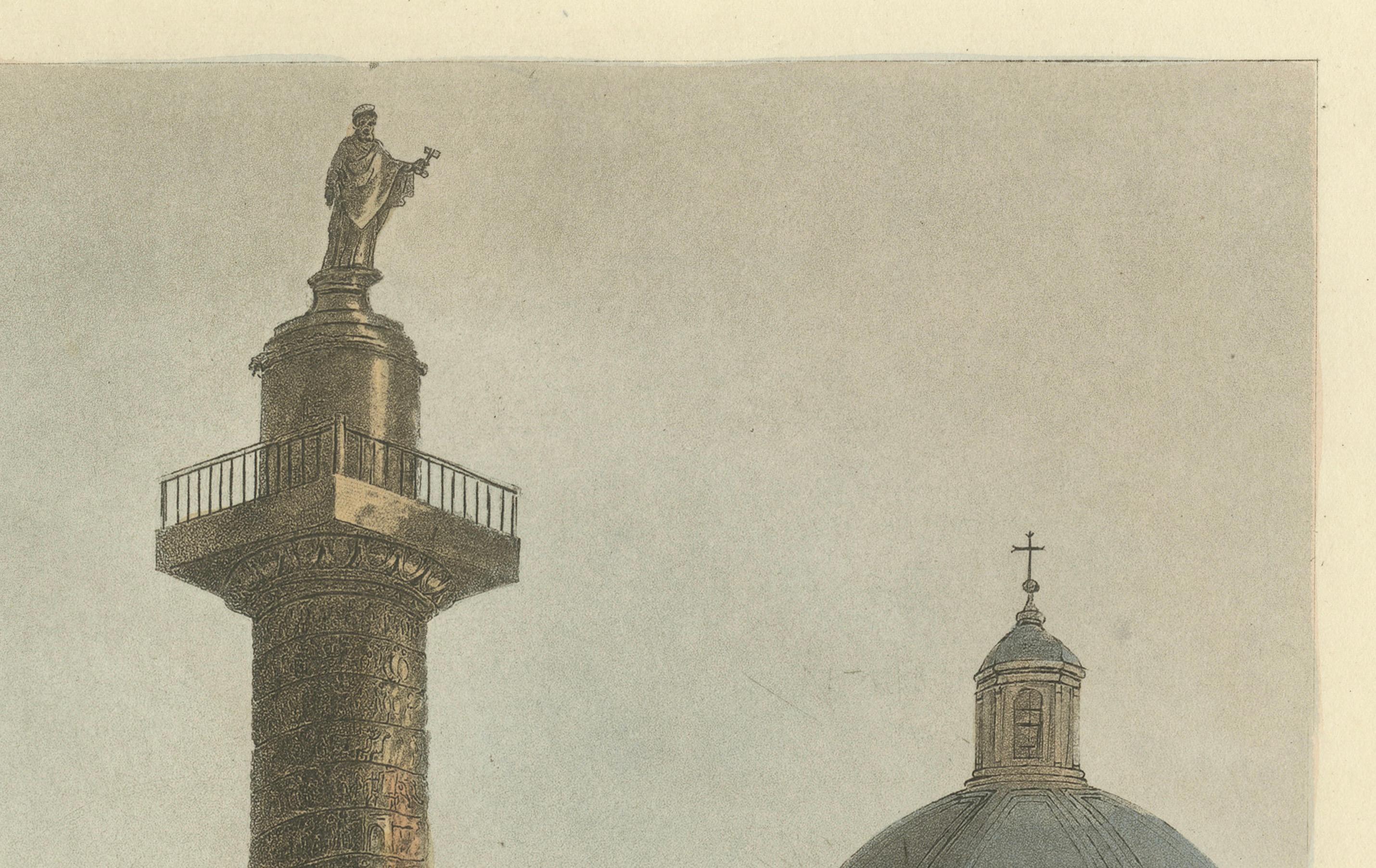 Trajanssäule, Rom - Original handkolorierter Kupferstich, 1798 (Graviert) im Angebot
