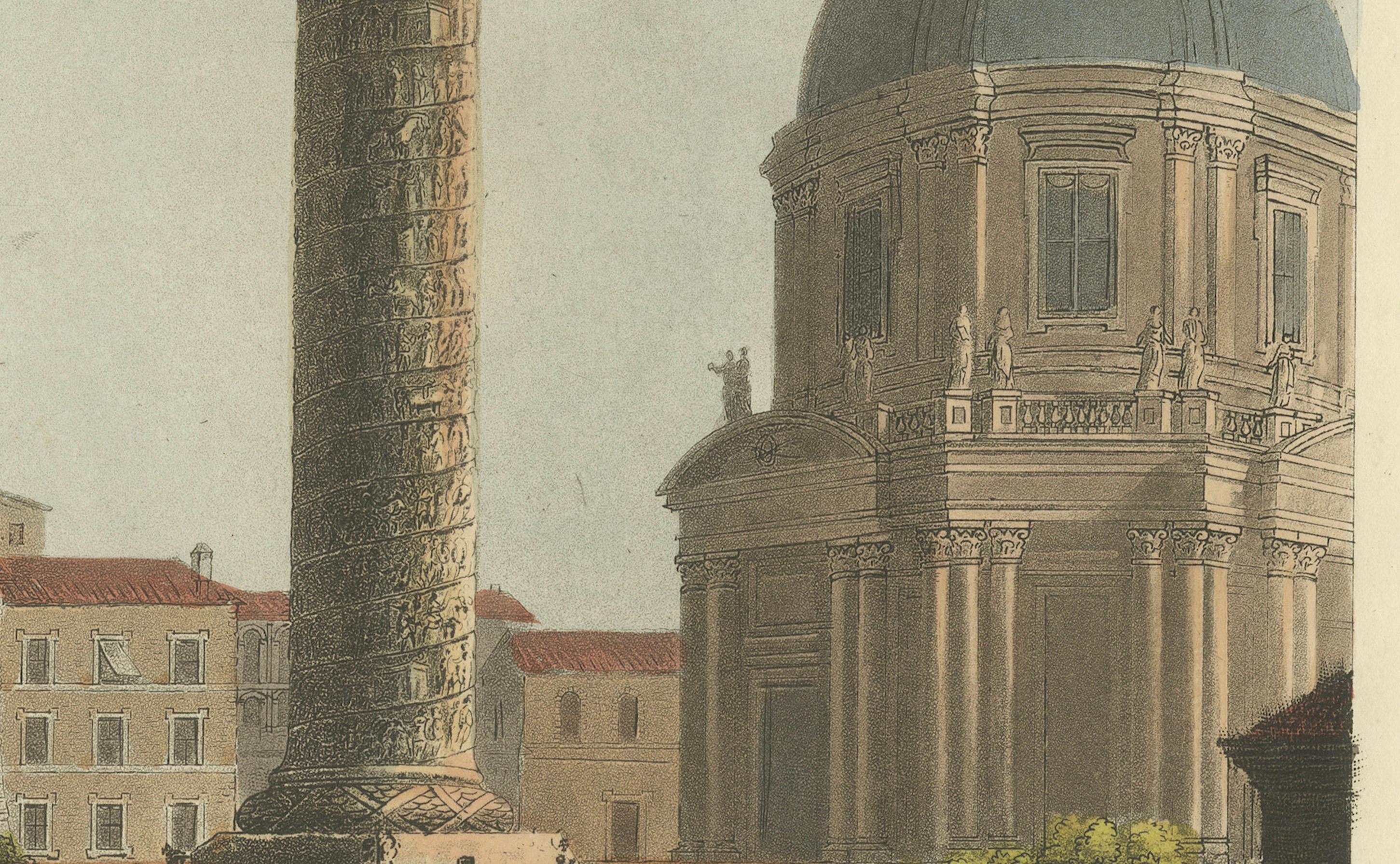 Trajanssäule, Rom - Original handkolorierter Kupferstich, 1798 im Zustand „Gut“ im Angebot in Langweer, NL