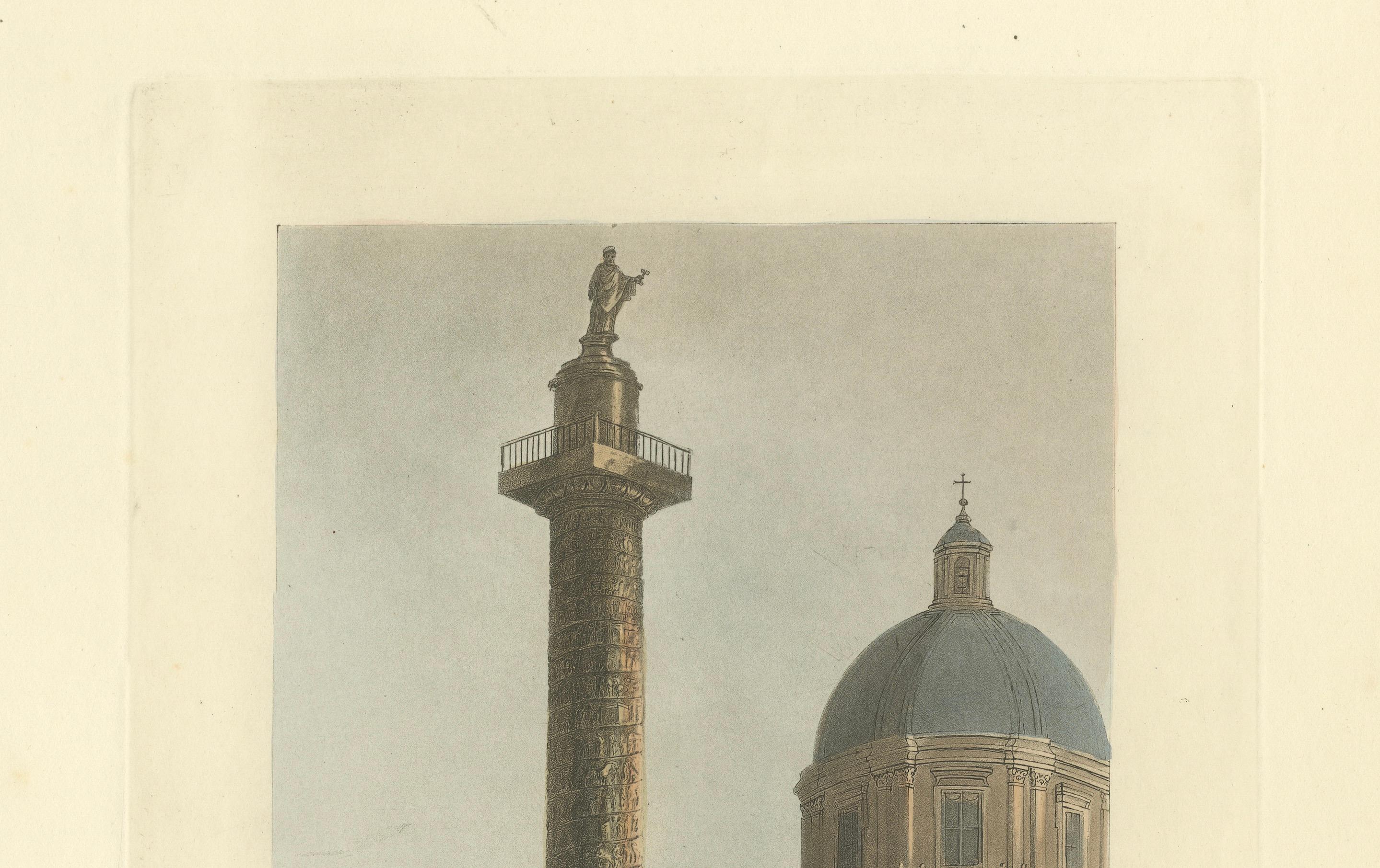 Trajanssäule, Rom - Original handkolorierter Kupferstich, 1798 (18. Jahrhundert) im Angebot
