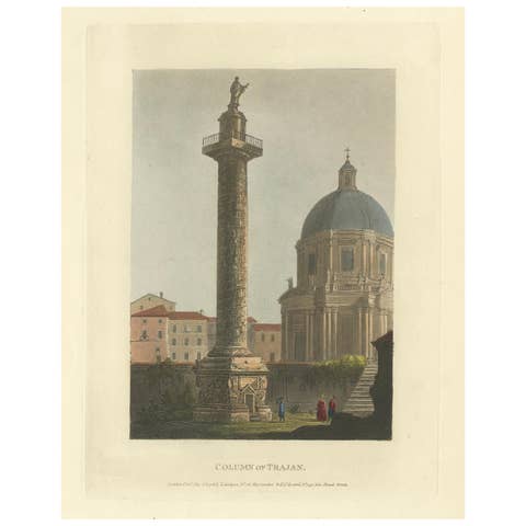 Column of Trajan, Rome – Original Hand-Colored Engraving, 1798