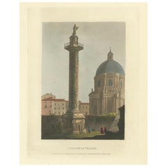 Antique Column of Trajan, Rome – Original Hand-Colored Engraving, 1798