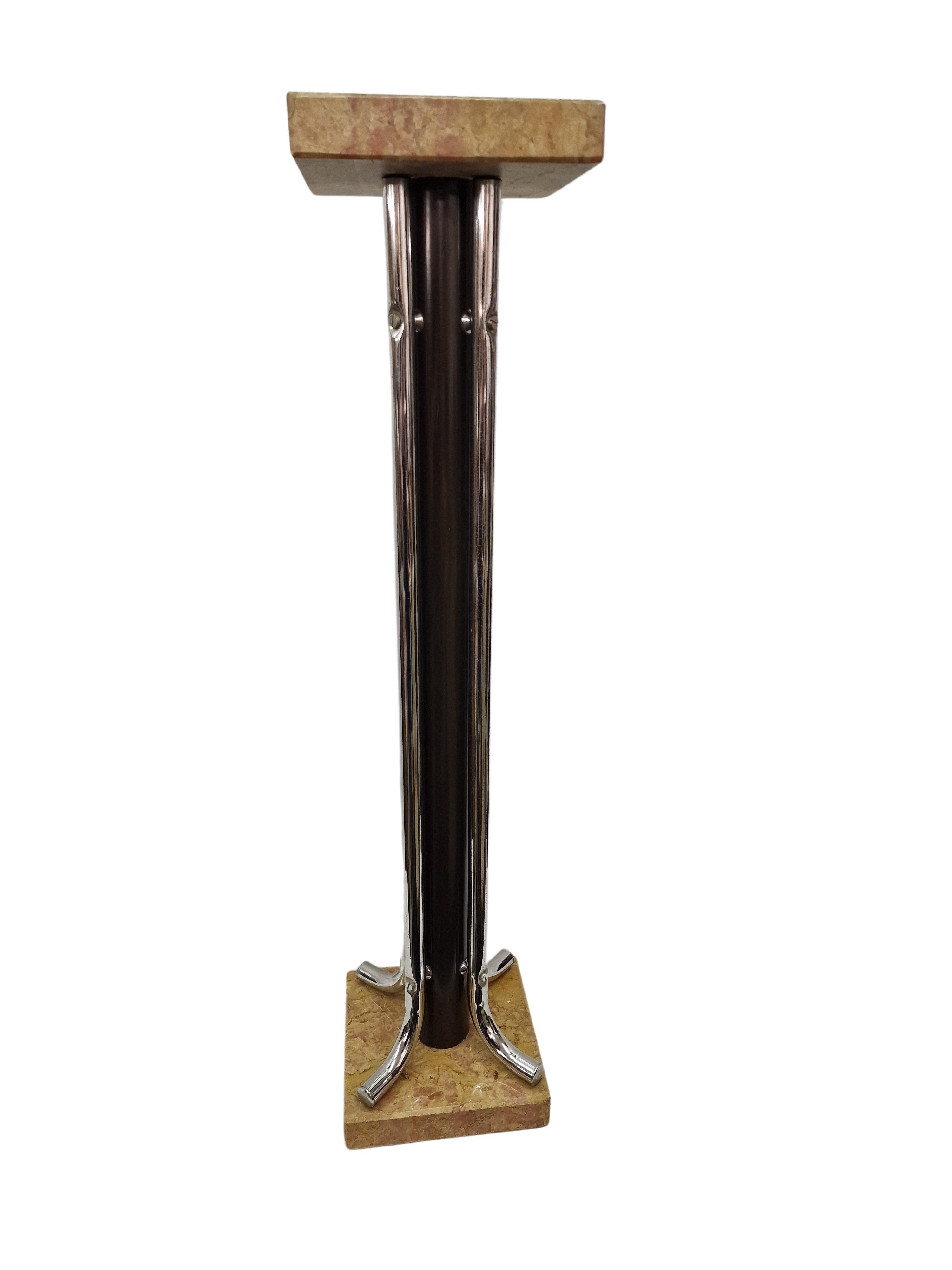 Columna, pedestal, pilar, mármol, acero tubular cromado, años 40 Mediados de siglo, Italia Moderno de mediados de siglo en venta