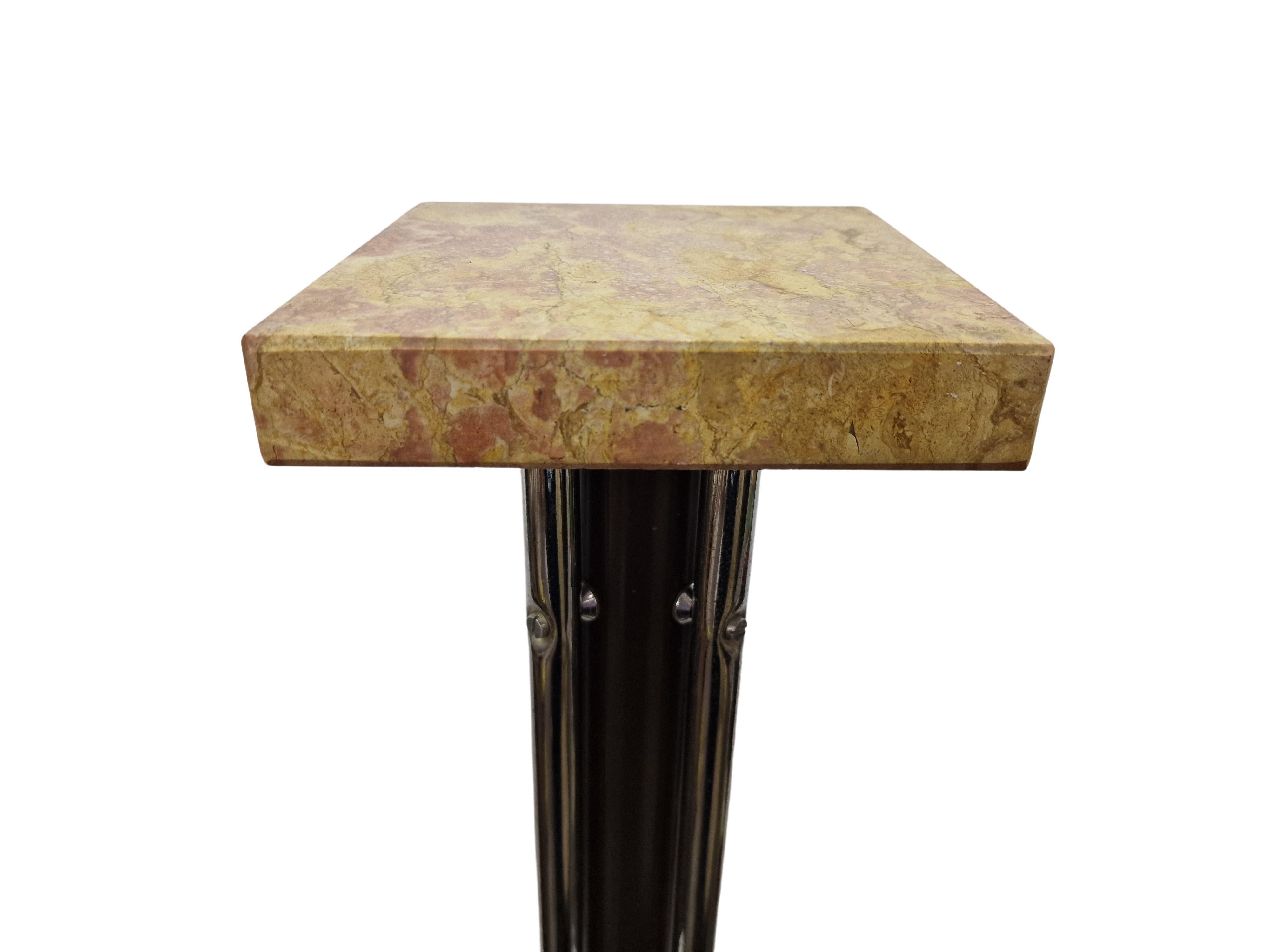Columna, pedestal, pilar, mármol, acero tubular cromado, años 40 Mediados de siglo, Italia en Bueno estado para la venta en Wien, AT