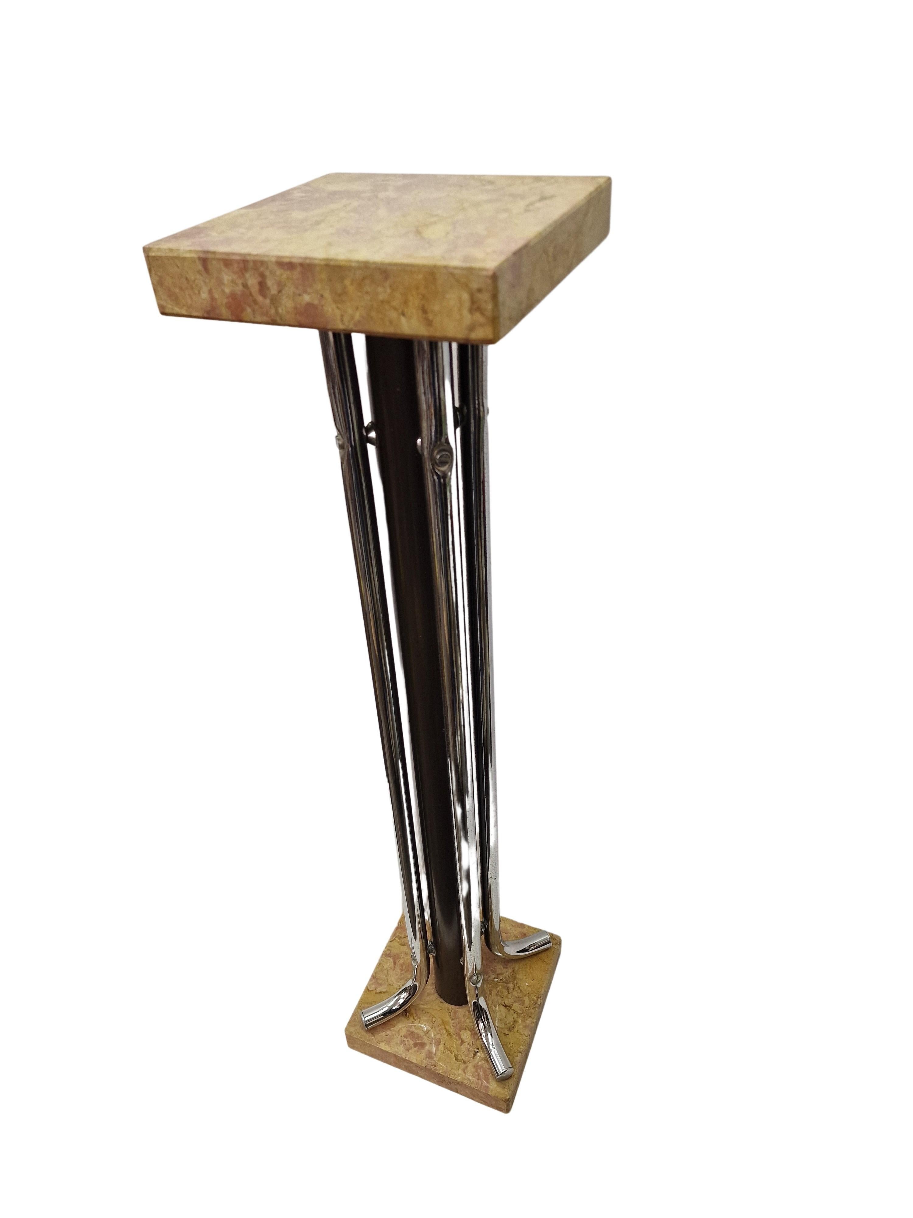 Columna, pedestal, pilar, mármol, acero tubular cromado, años 40 Mediados de siglo, Italia en venta 2