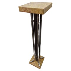 Colonne, Pedestal, pilier, marbre, acier tubulaire chromé, 1940s Mid-Century, Italie