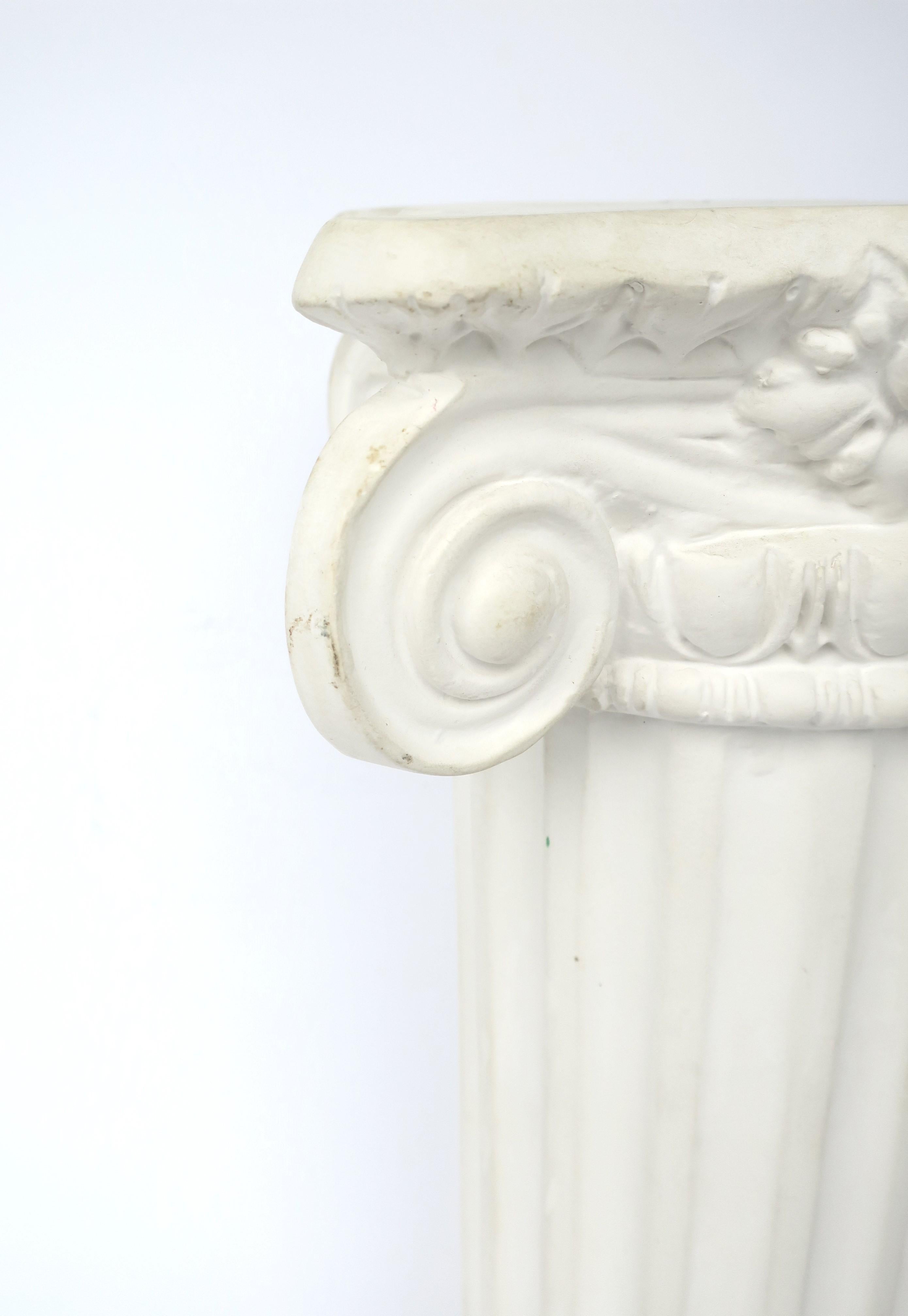 Column Pillar Pedestal White Plaster Stand Grecian Ionic Neoclassical Style 2
