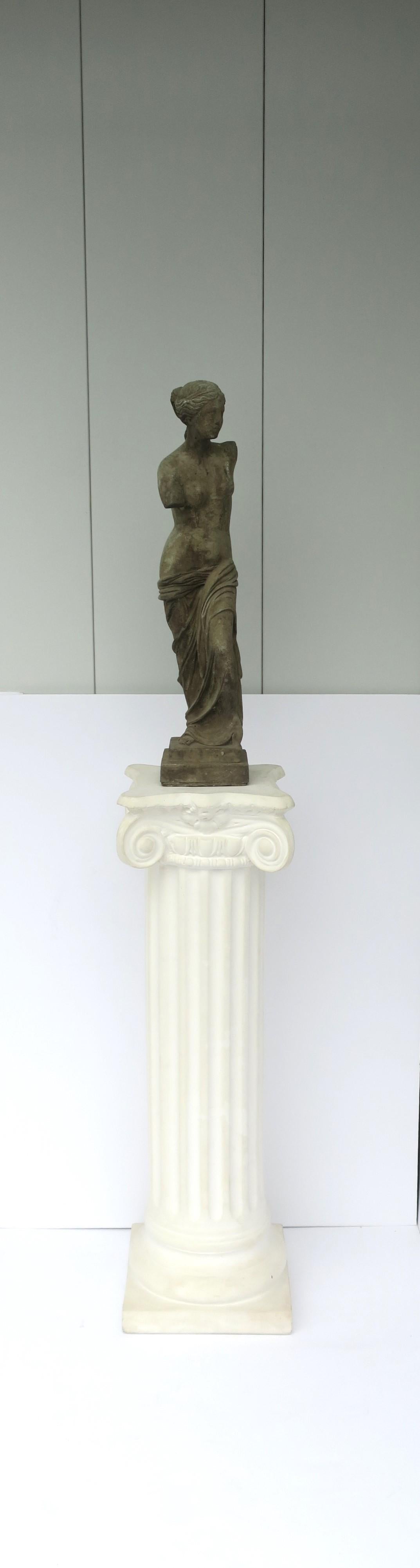 Unglazed Column Pillar Pedestal White Plaster Stand Grecian Ionic Neoclassical Style