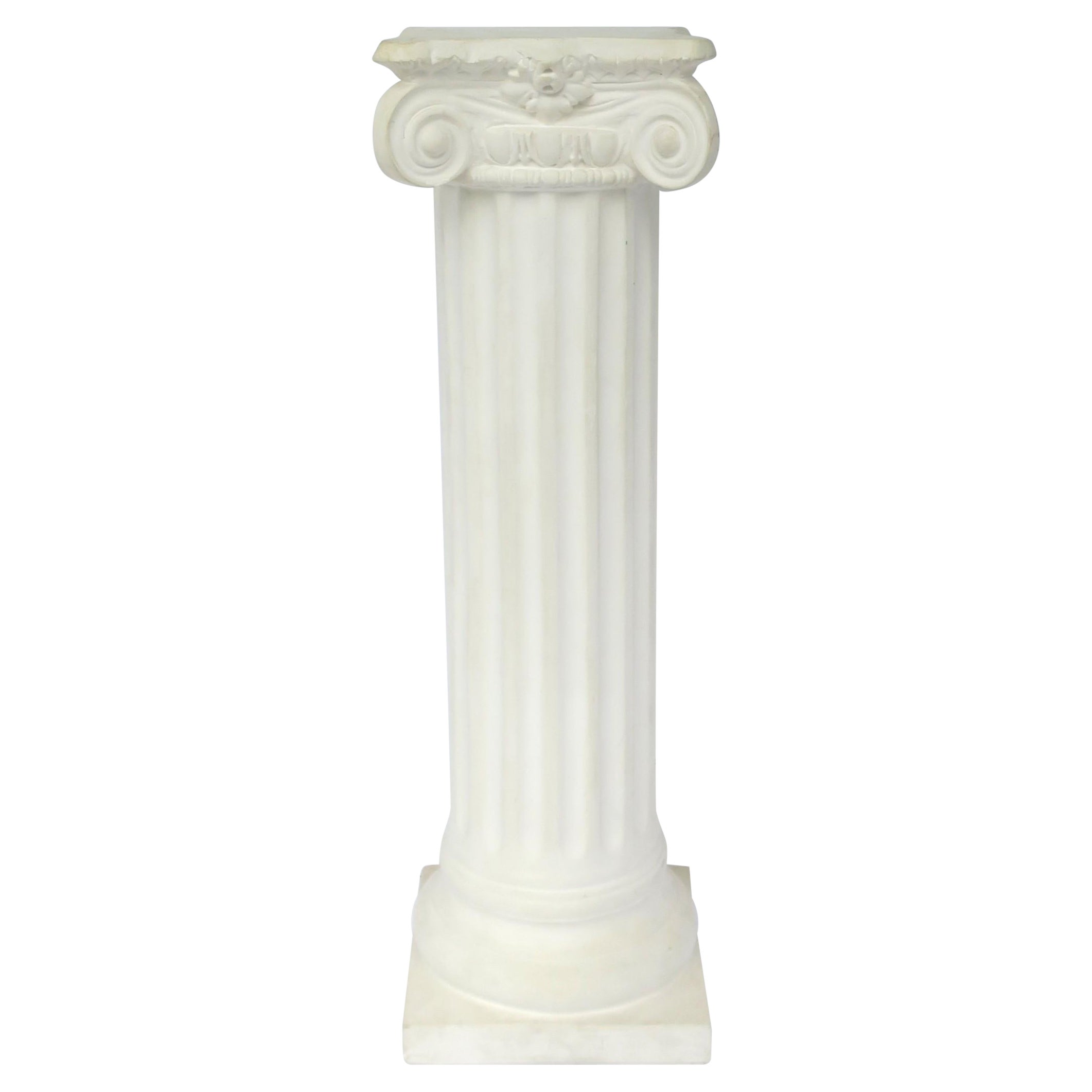 Column Pillar Pedestal White Plaster Stand Grecian Ionic Neoclassical Style