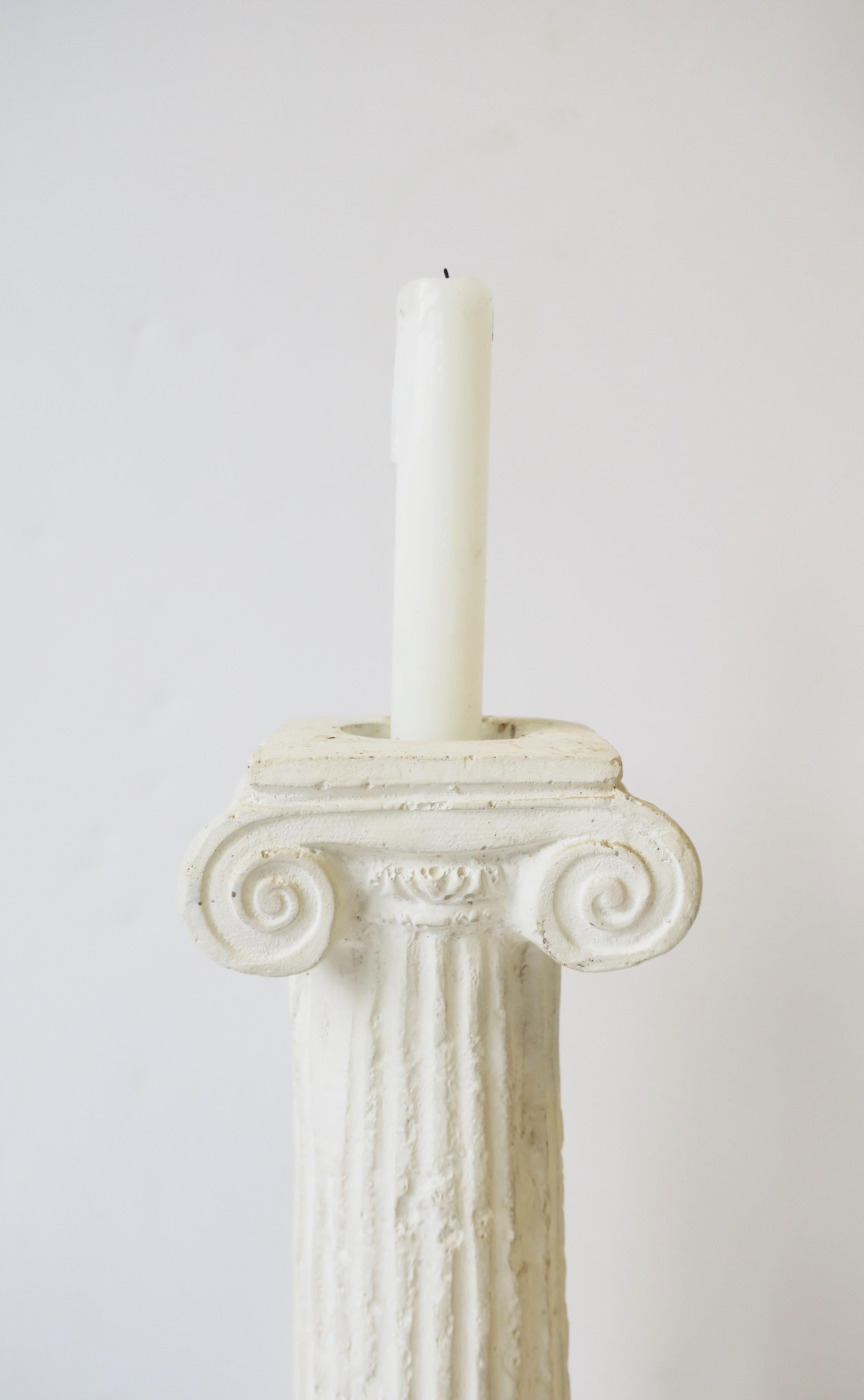 Column Pillar White Plaster Candlestick Holder Object Neoclassical Style, 1980s For Sale 7