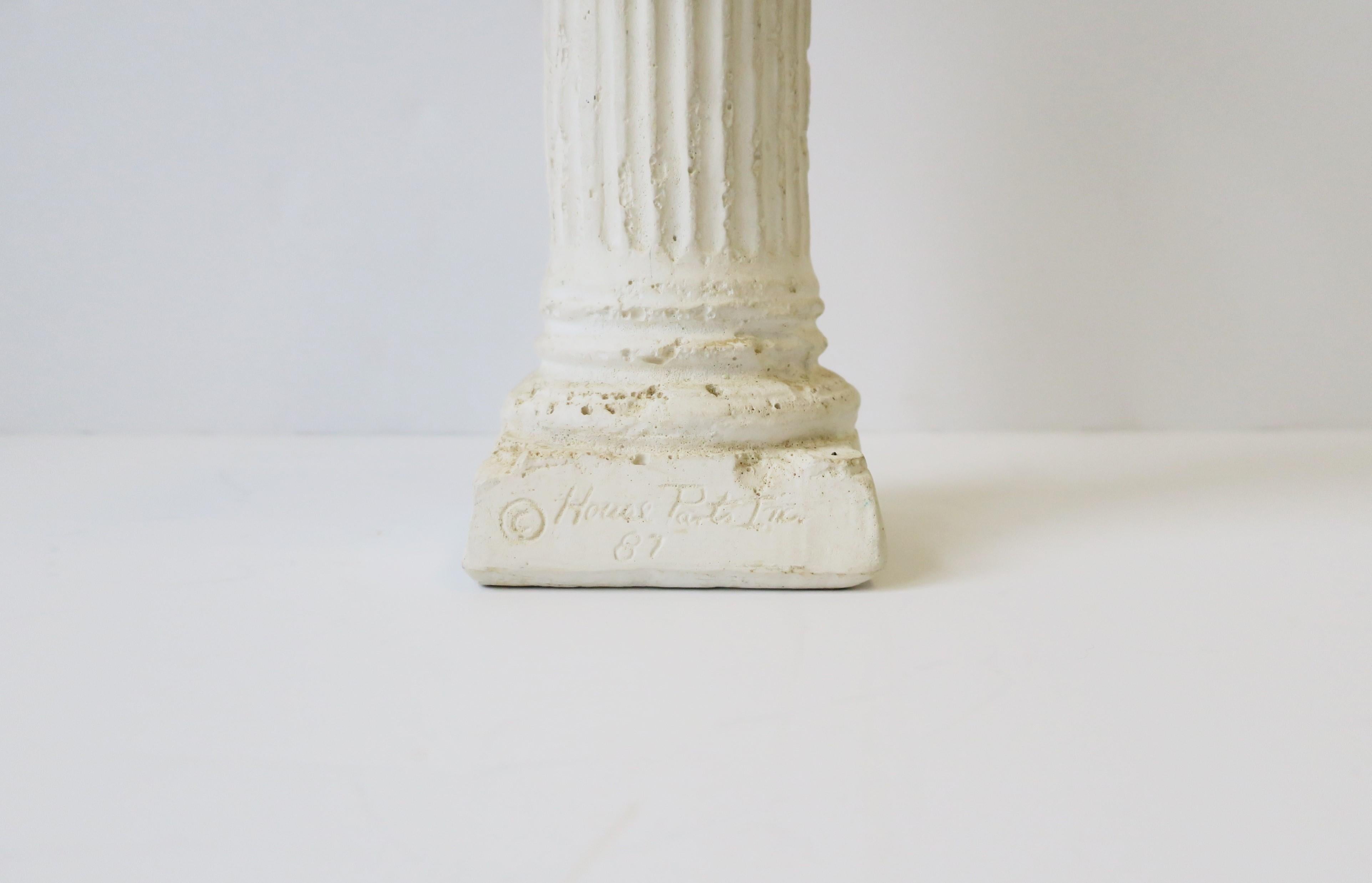 Column Pillar White Plaster Candlestick Holder Object Neoclassical Style, 1980s For Sale 9
