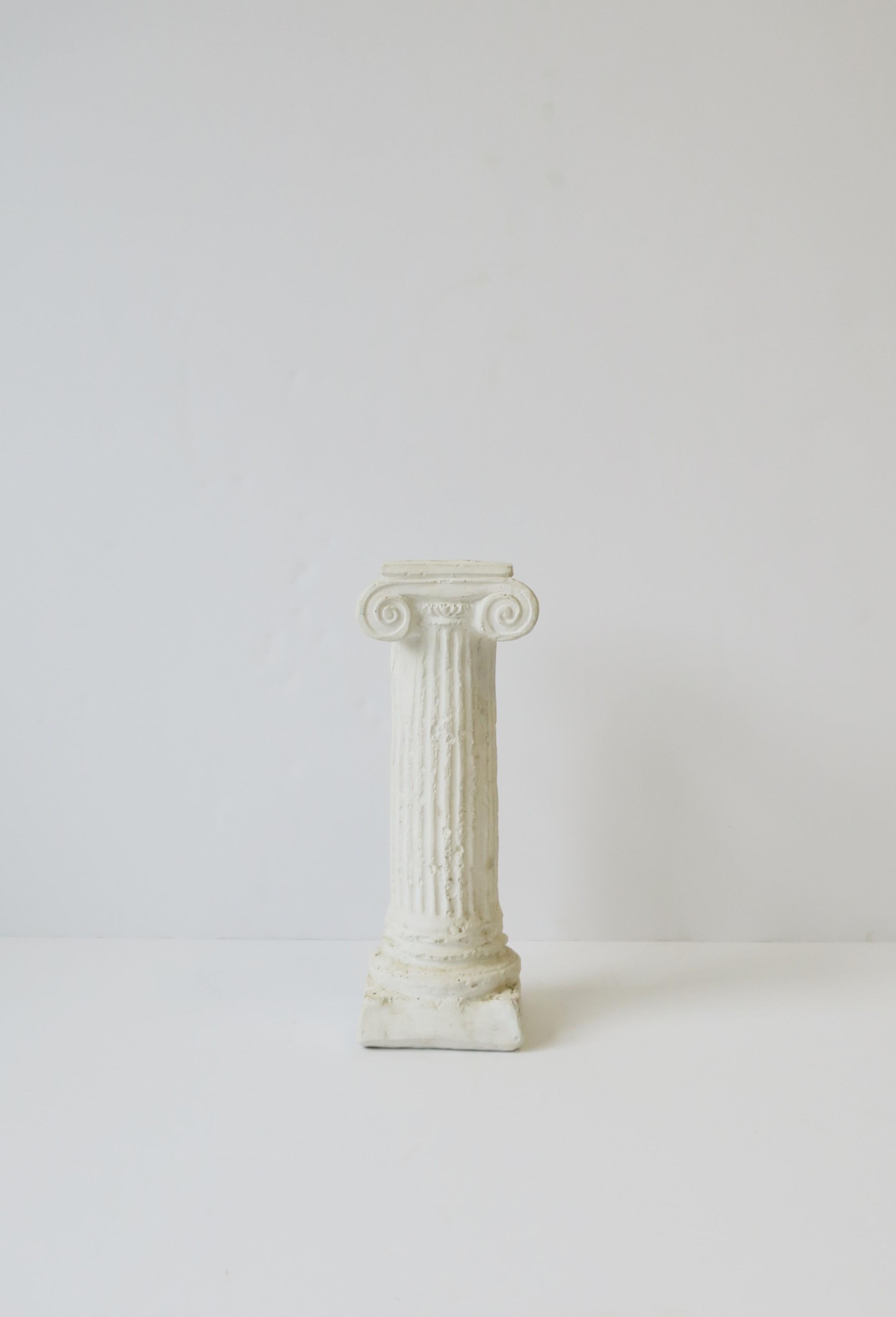 Cast Column Pillar White Plaster Candlestick Holder Object Neoclassical Style, 1980s For Sale