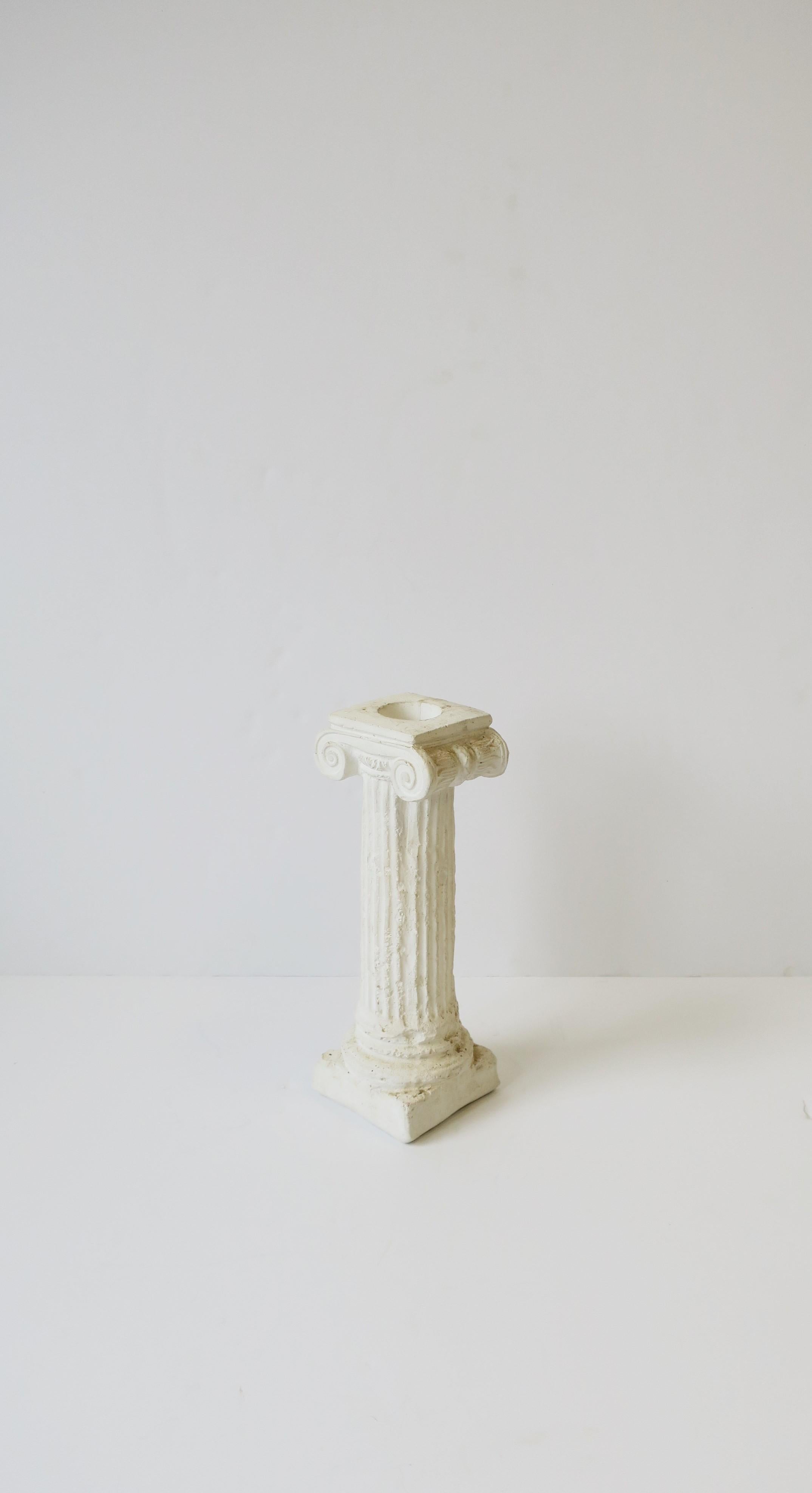 Column Pillar White Plaster Candlestick Holder Object Neoclassical Style, 1980s For Sale 1