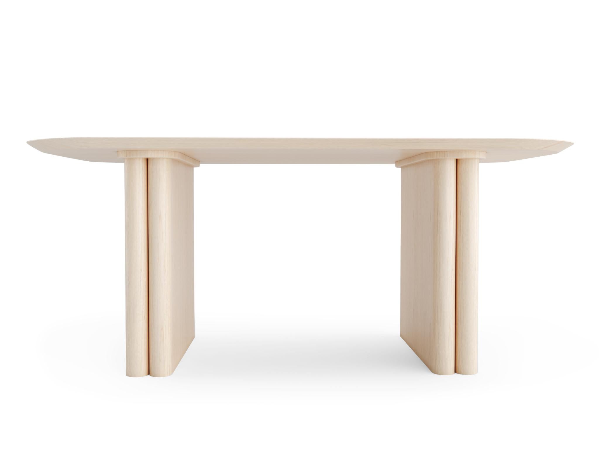 Contemporary Column Rectangular Dining Table Maple Wood Black Table Studio In New Condition For Sale In New York, NY