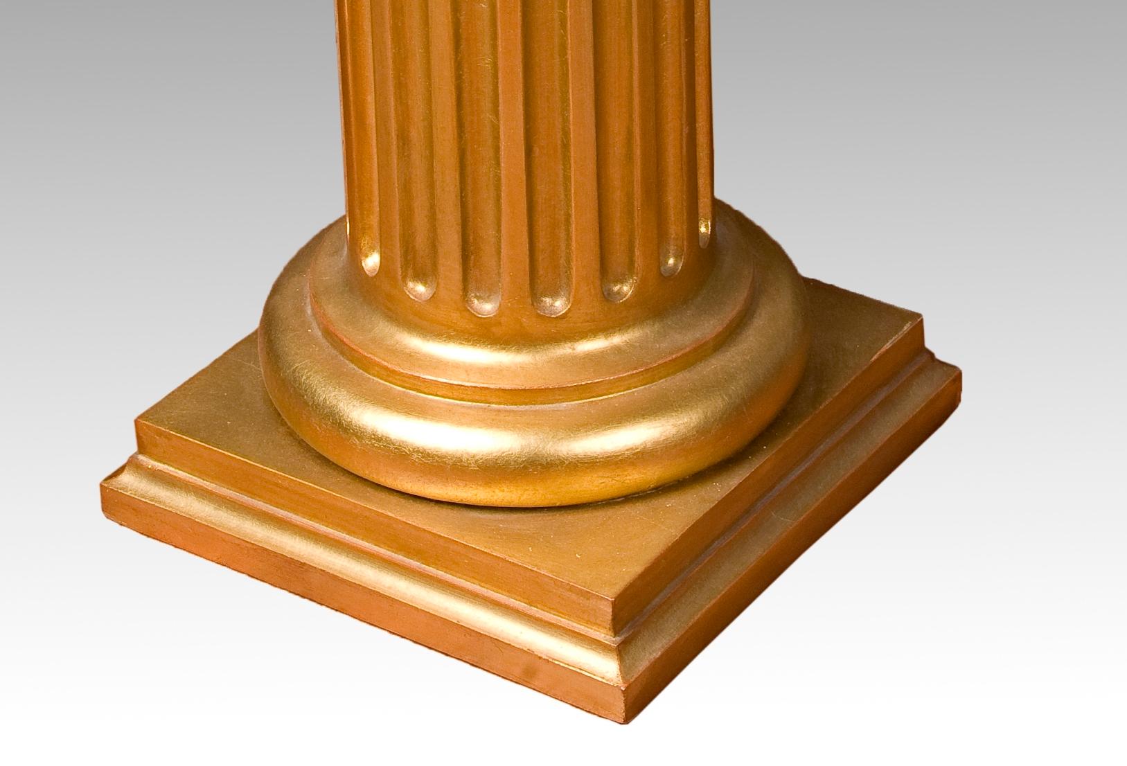 Neoclassical Revival Column-shaped base. Gilded wood. 20th century. For Sale
