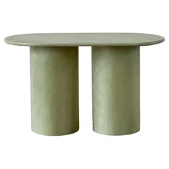 Column side table by VAVA Objects, raw green fiberglass hand layered in Sweden