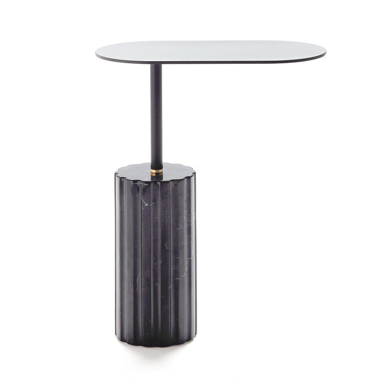 “Column Side Table Small” Minimalist Marquina Marble Side Table by Aparentment In New Condition In Terrassa, Catalonia