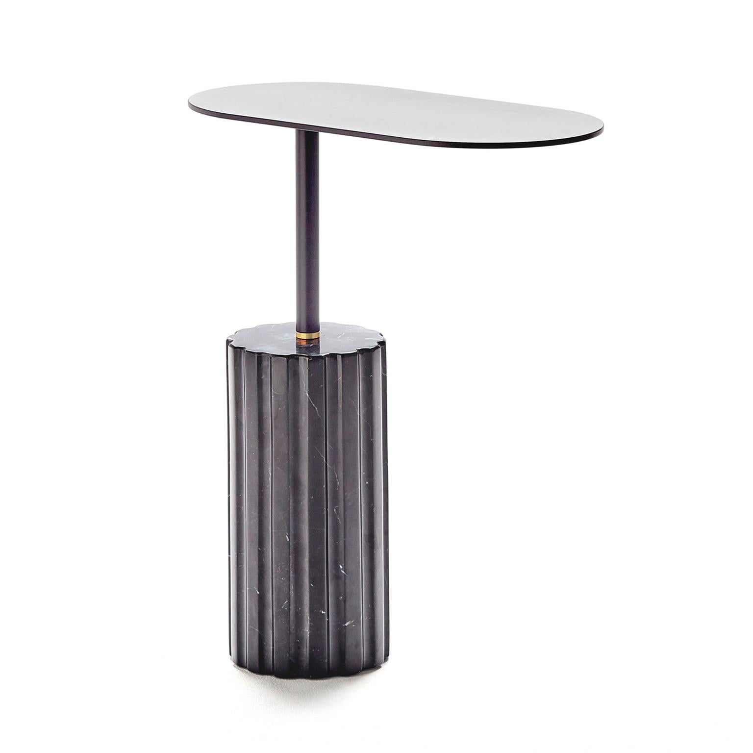 Minimalist “Column Side Table Small” Black Marquina Marble Minimal Side Table by Aparentmen For Sale