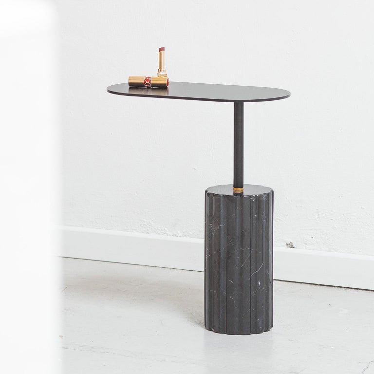 “Column Side Table Small” Minimalist Marquina Marble Side Table by Aparentment 3