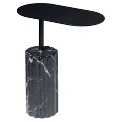 “Column Side Table Small” Black Marquina Marble Minimal Side Table by Aparentmen