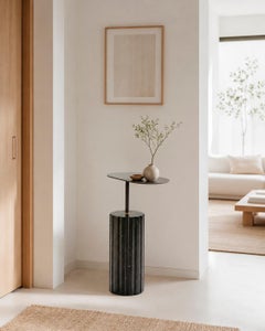 “Column Side Table XL” Black Marquina Marble Minimalist Side Table