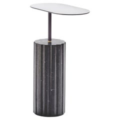 “Column Side Table XL” Black Marquina Marble Minimalist Side Table
