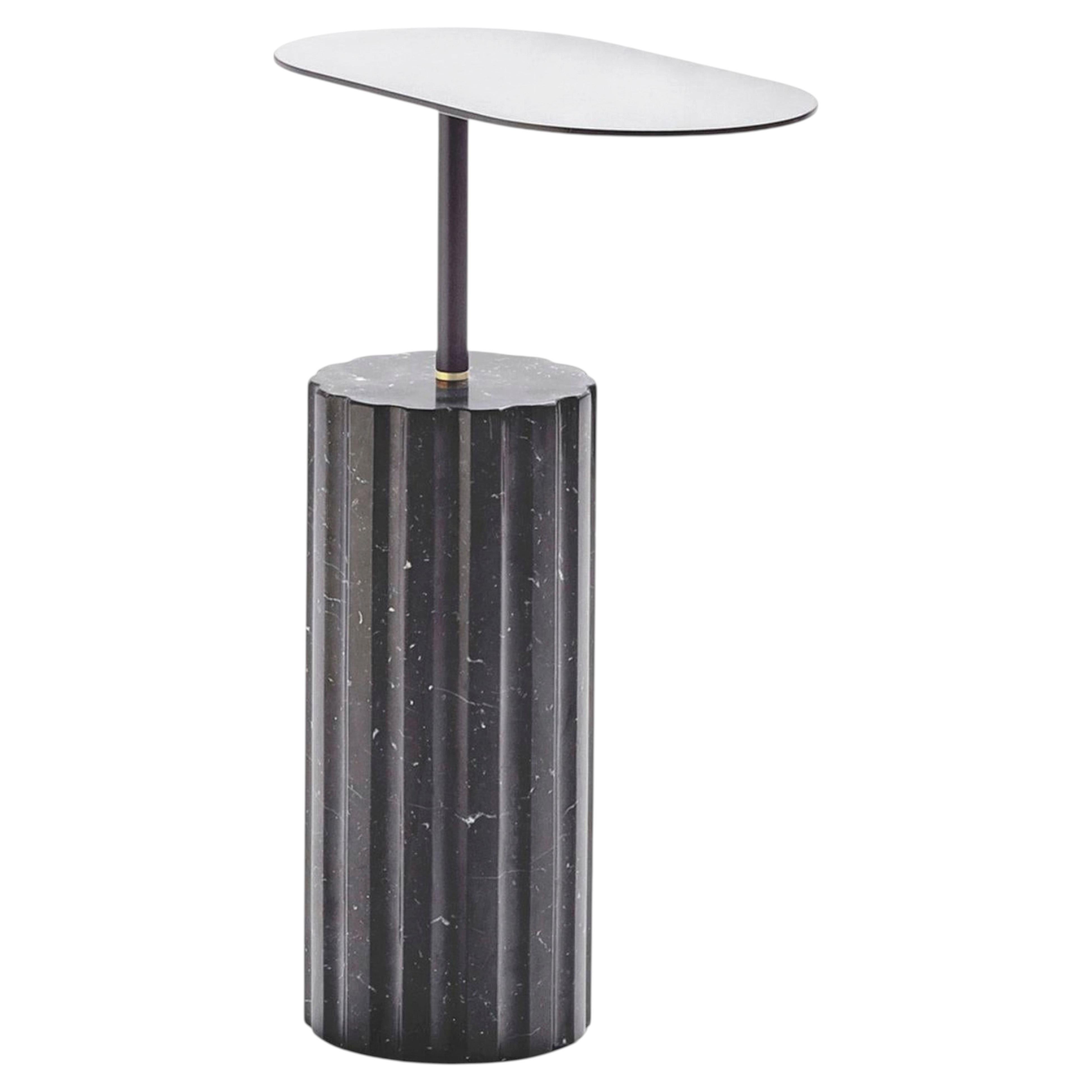 “Column Side Table XL” Black Marquina Marble Side Table by Aparentment For Sale