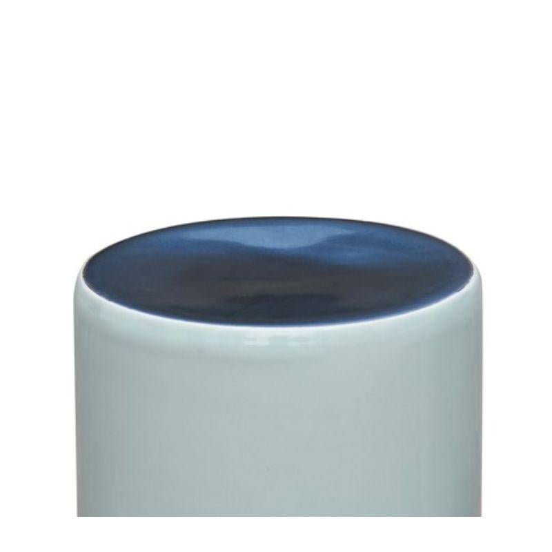 Modern Column Stool, Celadon, Blue Glaze by WL Ceramics For Sale